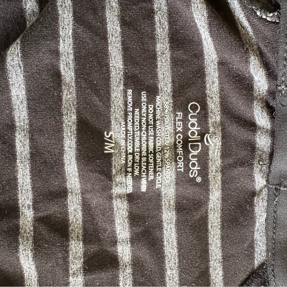 Cuddl Duds | Black/Grey/Gray Stripe Flexwear Open-Front Hooded Jacket Sz S/M - Picture 3 of 8